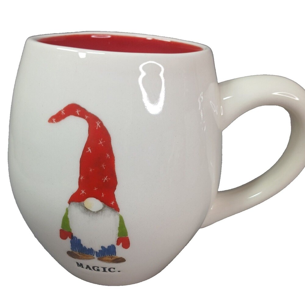 Rae Dunn Magic Elf Artisian Collection Coffee Mug Red Interior Christmas Holiday